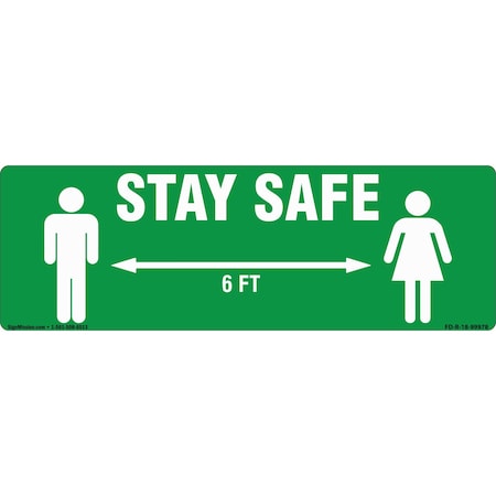 Signmission Stay Safe 6 Feet Non-Slip Floor Graphic, 18in Vinyl, 12PK, 16 in L, 16 in H, FD-2-R-16-12PK-99978 FD-2-R-16-12PK-99978