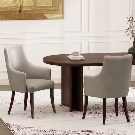 Manhattan Comfort Connie Dining Armchair in Light Grey - Set of 2 2-DC095AR-LG