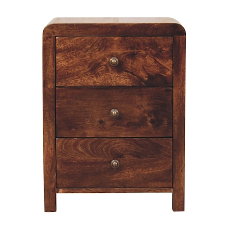 Homeroots 24" Brown Solid Wood Three Drawer Nightstand 651766
