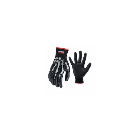 Big Time Products Foam Coated Nitrile Gloves, Bones Design, Men's M 25276-26