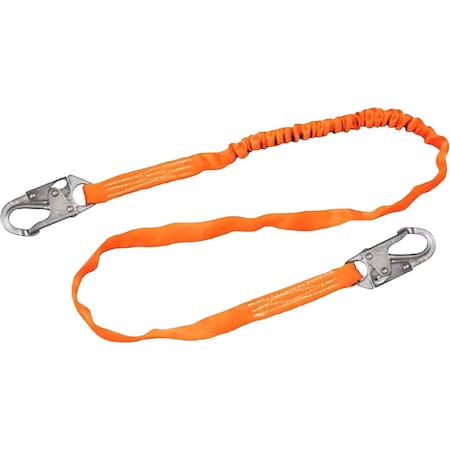 Miller Single Leg Tubular Shock-Absorbing Lanyard with Locking Snap Hooks and Hi-Viz Orange Webbing T5111-Z7/6FTAF