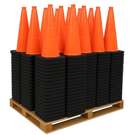 Traffic Kontrol 28in Traffic Safety Cone, 7 lbs, Orange, No Reflective Collar, 190PC Bulk Pallet, 190PK TKTC-28-7-OR-NC-190