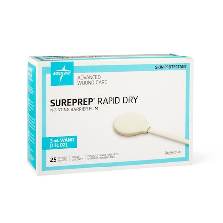 Medline SurePrep Rapid-Dry No-Sting Barrier Film, 3 mL Wand, 25PK MSC1613Z