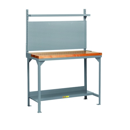 Little Giant Heavy-Duty Butcher Block Packaging Table with Pegboard Panel & Shelf WSJ2-2448-36-WPB-SHLF