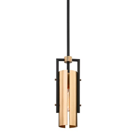 Troy Lighting Emerson 1 Light Pendant 4.75 In. Soft Off Black/Brushed Brass F6783-SBK/BBA