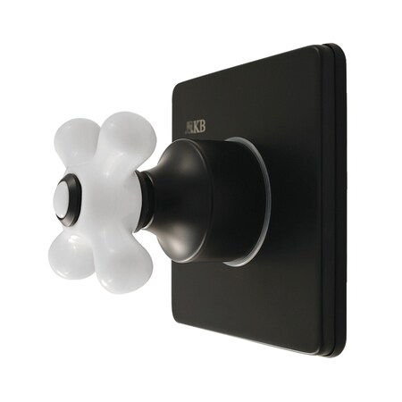 Kingston Brass Single-Handle Six-Way Diverter Valve with Square Trim Kit, Matte Black KS4040PX