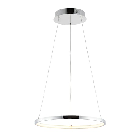 Jonathan Y Brice 15.75" Modern Contemporary Metal Round Integrated LED Pendant, Chrome JYL7202C