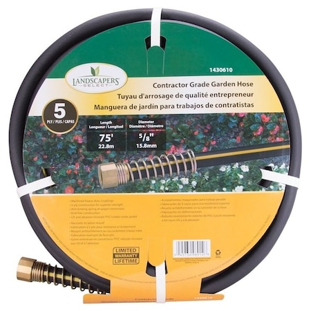 Landscapers Select 75 ft L Garden Hose, Rubber Tube, Black, Yellow GH-585093L