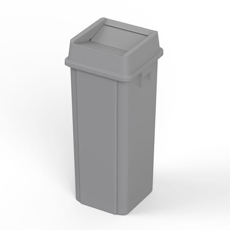 Regal Altair 23 Gallon Square Gray Plastic Trash Can with Drop Shot Swing Lid, Space-Saving Design ZR-TC-100-GR-23-SW-KIT