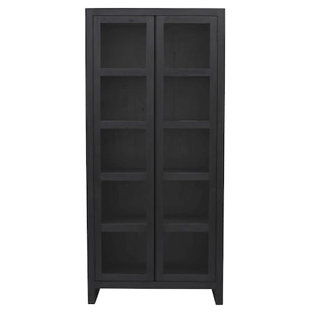 Homeroots 91in Graphite Distressed Solid Wood Frame Accent Cabinet With Two Doors 620846
