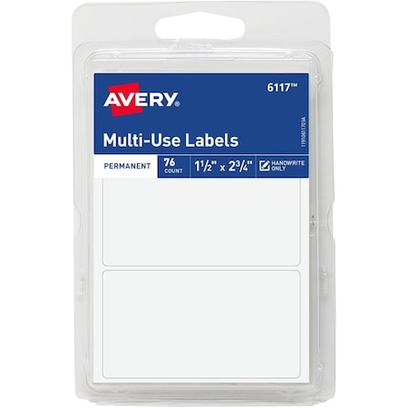Avery All-Purpose Labels, 1.5 x 2.75", PK76 6117