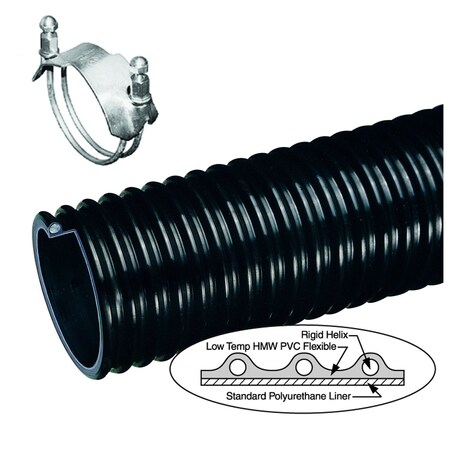 Kuriyama Ureflex UF1 Series 1 1/2 in. ID and 100 ft Heavy Duty Polyurethane Lined Material Handling Hose UF1-150X100
