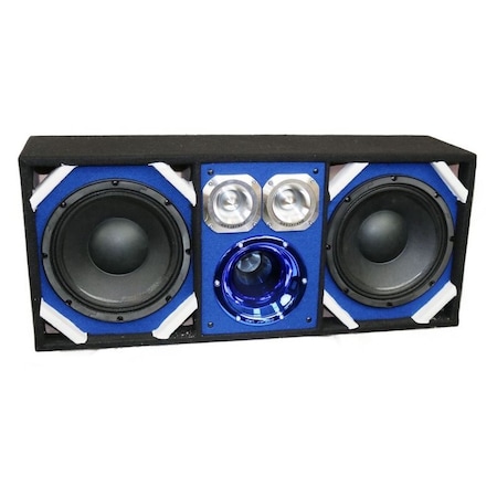 Deejay Led Loaded Box w/Two Despacito Heavy Duty 10-in Woofers One Horn and w/Two Bullet Tweeters BLUE TBH10BLUE
