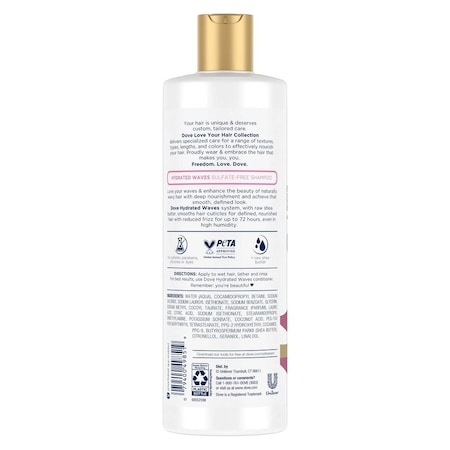 Dove Love Your Waves Hydrated Waves Sulfate-Free Shampoo, 13.5 Ounce, 4PK 68923561