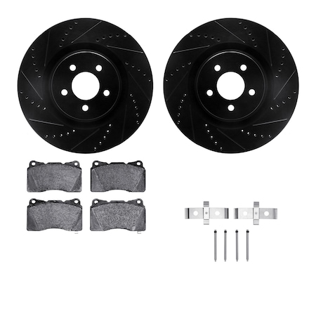 Dynamic Friction Co DFC Rotors-Drilled & Slotted-Black w/ EURO 5000 Ceramic Brake Pads Incl Hdw 8612-54012