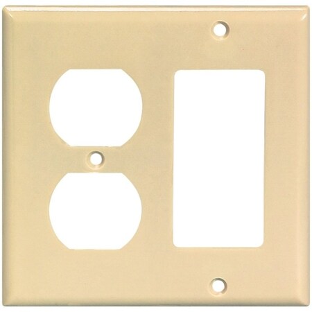 Eaton Wiring Devices Combination Wallplate, 4-1/2 in L, 4-9/16 in W, 2 -Gang, Thermoset, Ivory 2157V-BOX