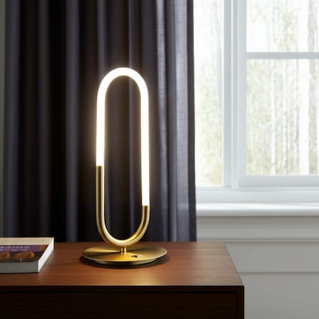 Homeroots 19" Gold Acrylic And Metal Mod Paper Clip LED Table Lamp 558368