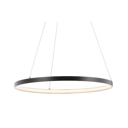 Jonathan Y Brice 15.75" Modern Contemporary Metal Round Integrated LED Pendant, Matte Black JYL7202A
