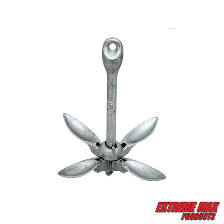Extreme Max 3006.6545 BoatTector Galvanized Folding Anchor - 3.5 lbs. 3006.6545