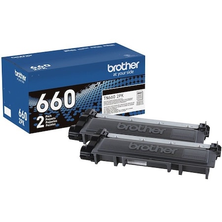 Brother Brother Standard Yield Black Toner Cartridge, 2600 Yield, PK2 TN6602PK