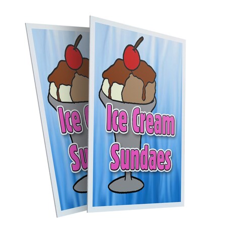 Signmission Ice Cream Sundaes, Plastic Signs Only 24 Inch x 36 Inch, Corrugated Plastic, 2PK CSB-2436-2PACK-Ice Cream Sundaes