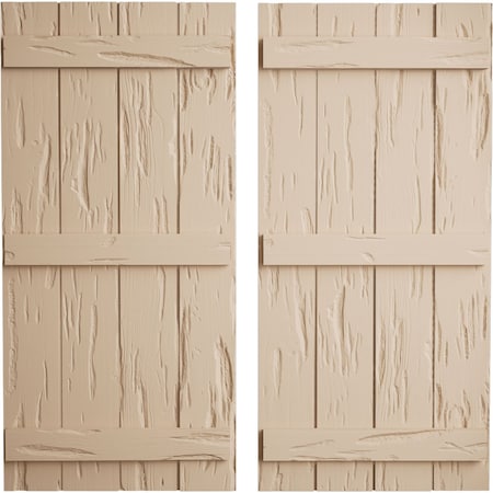 Ekena Millwork Rustic Four Board Joined Board-n-Batten Pecky Cypress Faux Wood Shutters, 22"W x 60"H SHUBJS22X60PCPR
