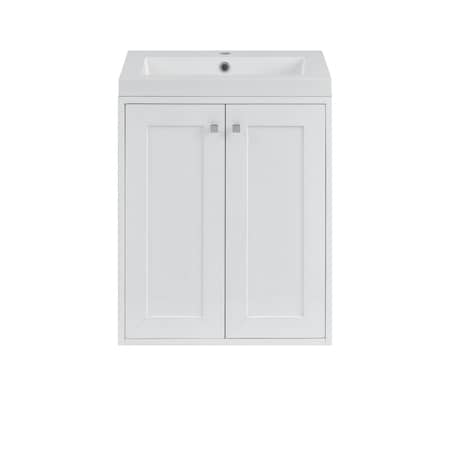 James Martin Vanities Chianti 24 in. Single Vanity, Glossy White w/ White Glossy Composite Stone Top 533V24GWWG