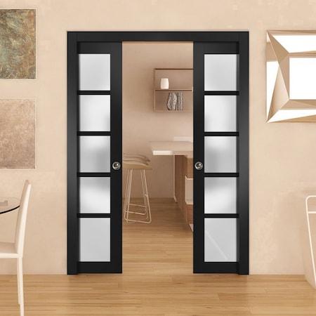 Sartodoors Double Pocket Interior Door, 84" x 96", Black QUADRO4002DP-BLK-8496