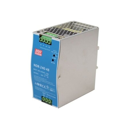 Meanwell Mean Well - AC-DC Single output Industrial DIN rail power supply; Output 48Vdc at 5A; met NDR-240-48