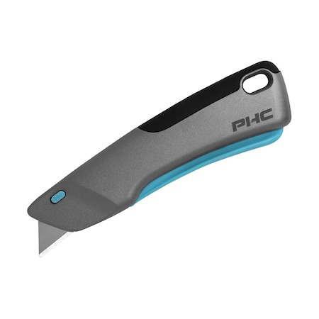 Pacific Handy Cutter Safety Knife, Metal Handle, Silver/Teal E13302-9