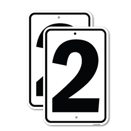 Signmission Sign with Number 2, 12'' X 18'' 2 Signs, Heavy Gauge Aluminum, 2PK A-1218-2PACK-22897