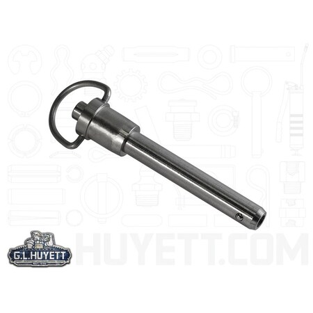 Huyett QR Pin, Ring Grip Handle, Passivated 17-4 PH SS, .25 Dia x .5 Usable L x .790 Shk L PLRS-0250-0500