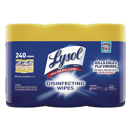 Lysol Disinfecting Wipes, Canister, Lemon and Lime Blossom, White, 3 PK 19200-84251