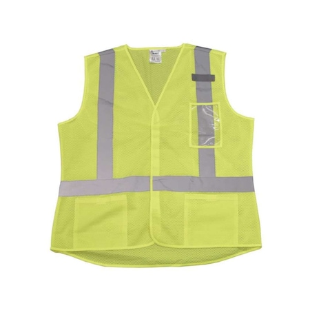 Cor-Brite Safety Vest, Lime Mesh, 2" Reflective Tape VW211PM