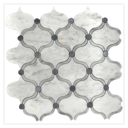 Apollo Tile 12x12 in. Polished Soft White, Gray Stone Arabesque Wall and Floor Tile 4.83 sq ft/case, 5PK APLTRL888A