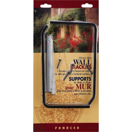 Panacea 7'' W.x4'' H. Black Extruded Aluminum Wall Flower Box Bracket, 2PK 89059