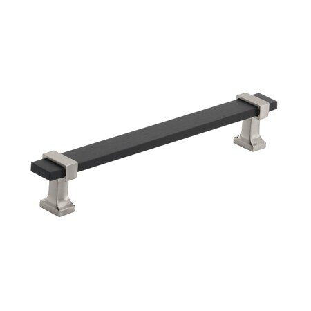 Amerock Overton 6-5/16 in 160 mm Center-to-Center Brushed Matte Black/Satin Nickel Cabinet Pull BP36683BMBG10
