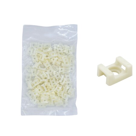 Cable Ties Unlimited Cable Tie Saddle Mount, Mounting Base, No. 8 Screw, Nylon 6/6, Natural, 100PK CTM8-9C