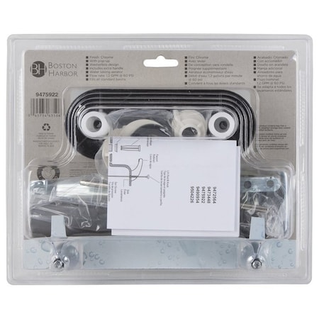 Boston Harbor Lavatory Faucet, 1.5 gpm, 2-Faucet Handle, ABS, Chrome Plated, Lever Handle PF4232