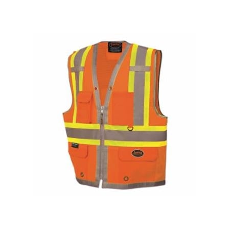 Pioneer 6672U/6673U HV 300D Oxford w/Mesh Back Surveyor Vest, X-Large, Orange 852-V1010250U-XL