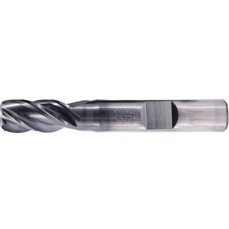 Pferd PFERD .06'' Radiused End Mill, 4 flutes, 3/8'' Dia, 3/4'' APMX, 2-1/2'' OAL, Weldon shank 23003055