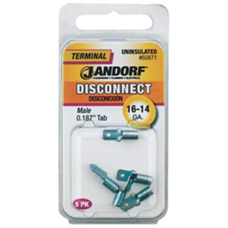 Jandorf Specialty Hardw 60871 Disconnect Male Uninsulated Terminal - 0 .187T, 16-14 ga. 3400694