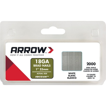 Arrow Lock 18-Gauge Steel Brad Nail 1'', 2000PK BN1816WCS
