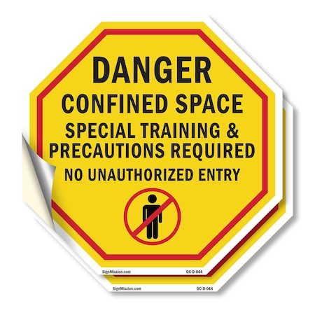 Signmission Danger Confined Space Special Train, 6 inch X 6 inch, Vinyl Decal, 2PK OC-D-2PACK-6-44