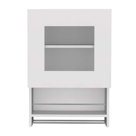 Homeroots 20in White Wood Wall Mounted China Cabinet With Single Door 520583