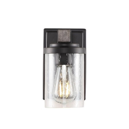 Jonathan Y Bungalow 4.5" 1-Light Iron/Seeded Glass Rustic Farmhouse LED Vanity Light, Oil Rubbed Bronze JYL7507A