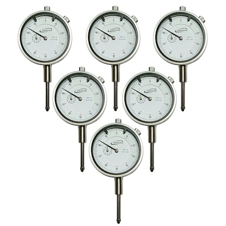 Igaging 0-1in White Dial Face Premium Dial Indicator, 6PK 400-001-6