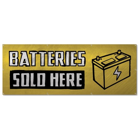 Signmission Batteries Sold Here, 36 Inch, Banner B-96-30346