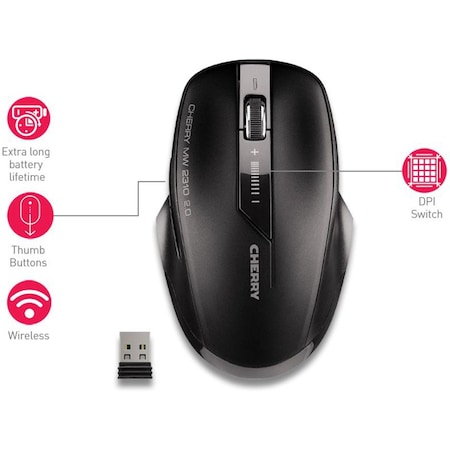 Cherry Mw 2310 Wireless, 6 Button Mouse, Infrared Sensor, Adjustable Dpi,  JW-T0320
