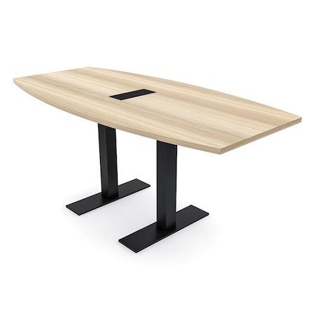 Skutchi Designs 6ft Boat Conference Table With Power | Harmony Series | 6 Person Meeting Room Table HAR-BOT-36X72-T.BK-K525-EBLK